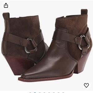 Vince Camuto, VC-Nenanie Womens Leather Zipper Ankle Boots. Brown, County Style.